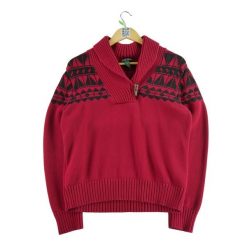 Damski czerwony sweter. Czerwone swetry nierozpinane damskie Ralph Lauren, l, bez wzorów, z materiału, eleganckie, bez kołnierzyka, bez ramiączek. Za 59.60 zł.