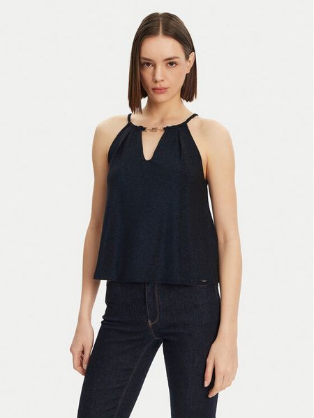 Gaudi Top 511FD44002 Czarny Regular Fit. Czarne topy damskie Gaudi, bez wzorów, z syntetyku, bez kołnierzyka, bez ramiączek. Za 219.99 zł.