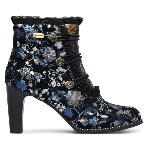 Botki Laura Vita. Niebieskie botki damskie Laura Vita, bez wzorów, bez obcasa, na słupku, bez zapięcia. Za 339.99 zł.
