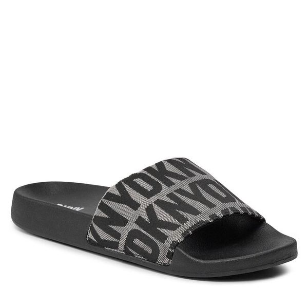 Klapki DKNY. Czarne klapki damskie DKNY, bez wzorów, bez obcasa, bez zapięcia. Za 272.99 zł.