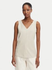 Calvin Klein Jeans Top LV044G206G Beżowy Slim Fit. Brązowe topy damskie Calvin Klein Jeans, m, bez wzorów, z jeansu, bez kołnierzyka, bez ramiączek. Za 249.99 zł.