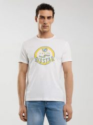 Koszulka męska z nadrukiem biała Stelian 100. Białe t-shirty męskie BIG STAR, l, bez wzorów, z bawełny, bez kołnierzyka, bez ramiączek. W wyprzedaży za 59.99 zł.