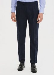 PAKO LORENTE - Granatowe spodnie męskie z lnem. Spodnie materiałowe męskie Pako Lorente, bez wzorów, z bawełny. Za 249.99 zł.
