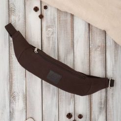 Nerka męska saszetka na pas ciemnobrązowa Paolo Peruzzi T-117-BR. Brązowe saszetki i nerki męskie bez wzorów, z bawełny. Za 49.99 zł.