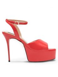Nine West Sandały CHANDA ZL23031CC Czerwony. Czerwone sandały damskie Nine West, bez wzorów, ze skóry, bez obcasa, na szpilce, bez zapięcia. Za 149.99 zł.