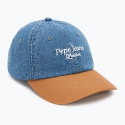 Czapka z daszkiem Pepe Jeans Denim Cap. Niebieskie czapki damskie Pepe Jeans, bez wzorów, z denimu. Za 119.99 zł.