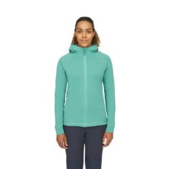 Bluza z kapturem damska Rab Nexus Hoody rozpinana. Niebieskie bluzy damskie RAB, l, bez wzorów, sportowe, bez ramiączek, z kapturem. Za 314.99 zł.