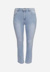 Niebieskie Jeansy Skinny z Ozdobnymi Przetarciami Neveloria. Niebieskie jeansy damskie Born2be, bez wzorów, z jeansu, eleganckie. Za 44.99 zł.