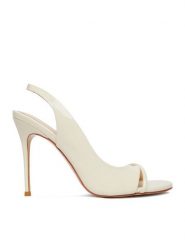 Eva Minge Sandały EO-TALIA-LT1022-201 Écru. Białe sandały damskie Eva Minge, bez wzorów, ze skóry, bez obcasa, na szpilce, bez zapięcia. Za 449.99 zł.