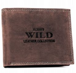 Portfel skórzany Always Wild N992-CHM c. brązowy. Brązowe portfele męskie Always Wild, bez wzorów, z nubiku. Za 44.99 zł.