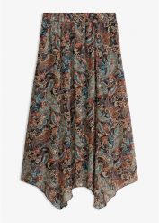 Spódnica szyfonowa z asymetrycznym dołem. Czarne spódnice damskie bonprix, bez wzorów, z szyfonu, eleganckie, asymetryczne. Za 139.99 zł.
