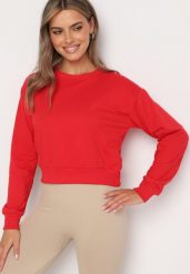 Czerwona Bluza z Dodatkiem Bawełny Wykończona Ściągaczami Evilaya. Czerwone bluzy damskie Born2be, l, bez wzorów, z bawełny, casualowe, bez ramiączek, bez kaptura. Za 19.99 zł.