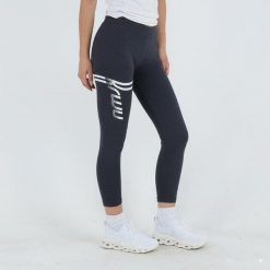 Legginsy treningowe Capri Keeps. Niebieskie legginsy damskie ELPLAYER, bez wzorów, z jersey. W wyprzedaży za 64.00 zł.