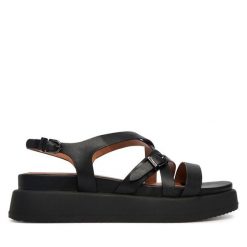 Sandały Tamaris. Czarne sandały damskie Tamaris, bez wzorów, bez obcasa, na płaskiej podeszwie, bez zapięcia. Za 329.99 zł.