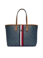 Tommy Hilfiger Torebka Th Monoplay AW0AW19178 Granatowy. Niebieskie shopperki damskie Tommy Hilfiger, bez wzorów, ze skóry, bez dodatków. Za 849.99 zł.
