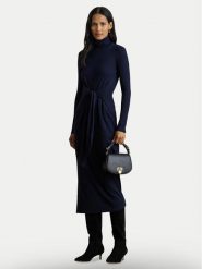 LAUREN RALPH LAUREN Sukienka dzianinowa 200980028001 Granatowy Slim Fit. Niebieskie sukienki damskie Lauren Ralph Lauren, xl, bez wzorów, z bawełny, bez kołnierzyka, bez ramiączek. Za 839.99 zł.