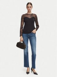 Morgan Bluzka 262-TYA Czarny Regular Fit. Czarne bluzki damskie Morgan, l, bez wzorów, z syntetyku, bez kołnierzyka, bez ramiączek. Za 189.99 zł.