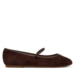 Baleriny LAUREN RALPH LAUREN. Brązowe balerinki damskie Lauren Ralph Lauren, bez wzorów, bez obcasa, bez zapięcia. Za 599.99 zł.