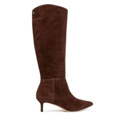 Kozaki LAUREN RALPH LAUREN. Brązowe kozaki damskie Lauren Ralph Lauren, bez wzorów, bez obcasa, na słupku, bez zapięcia. Za 1,199.00 zł.