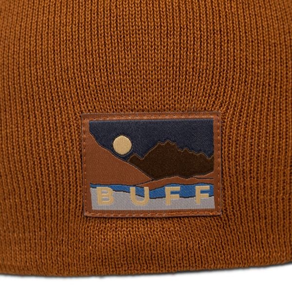 Czapka BUFF KNITTED BEANIE LILON LONG COPPER. Brązowe czapki damskie Buff, z aplikacjami, z dzianiny, eleganckie. Za 89.99 zł.