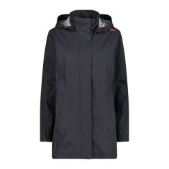 Kurtka przeciwdeszczowa damska z kapturem na napy CMP. Szare kurtki sportowe damskie CMP, xl, bez wzorów, z puchu, bez ramiączek, z kapturem, trekkingowe. Za 368.00 zł.