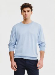 PAKO LORENTE – Niebieski sweter męski o-neck. Niebieskie swetry męskie Pako Lorente, na wiosnę, m, bez wzorów, z poliamidu, bez kołnierzyka, bez ramiączek. Za 169.99 zł.