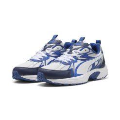 Sneakersy unisex Milenio Tech PUMA White Mountain Blue Silver Metallic. Białe obuwie sportowe damskie Puma, bez wzorów, bez zapięcia. Za 329.00 zł.