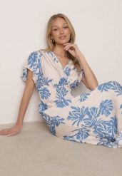 Niebieska Wiskozowa Sukienka o Rozkloszowanym Kroju z Kopertowym Dekoltem Morgassa. Niebieskie sukienki damskie Born2be, na co dzień, na lato, l, bez wzorów, z jeansu, eleganckie, bez kołnierzyka, bez ramiączek, midi, kopertowe. Za 79.99 zł.