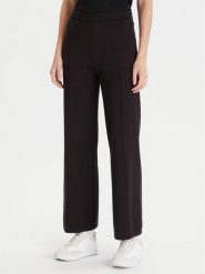 Calvin Klein Spodnie dzianinowe LV044D368G Czarny Wide Leg. Czarne spodnie materiałowe damskie Calvin Klein, bez wzorów, z dzianiny. Za 559.99 zł.