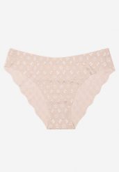 Jasnobeżowe Bezszwowe Majtki Figi w Geometryczny Wzór Vivalisa. Brązowe majtki damskie Born2be. Za 4.99 zł.