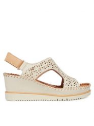 Pikolinos Sandały Aguadulce W3Z-1623C1 Biały. Białe sandały damskie Pikolinos, bez wzorów, ze skóry, bez obcasa, na koturnie, bez zapięcia. Za 599.99 zł.