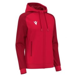 Damska bluza z kapturem full zip Macron Atlas. Czerwone bluzy damskie Macron, bez wzorów, sportowe, bez ramiączek, z kapturem. Za 266.50 zł.