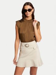 Morgan Bluzka 241-OFLIP Khaki Regular Fit. Brązowe bluzki damskie Morgan, bez wzorów, z syntetyku, bez kołnierzyka, bez ramiączek. Za 249.99 zł.