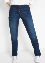 Dżinsy Boyfriend mid waist, wygodny pasek. Niebieskie jeansy damskie bonprix, bez wzorów, z jeansu. Za 139.99 zł.