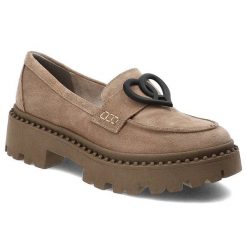 Brązowe Półbuty Armodo Eleganckie Buty Damskie. Brązowe półbuty damskie Armodo, bez wzorów, ze skóry, biznesowe, bez obcasa, na obcasie, bez zapięcia. Za 331.99 zł.