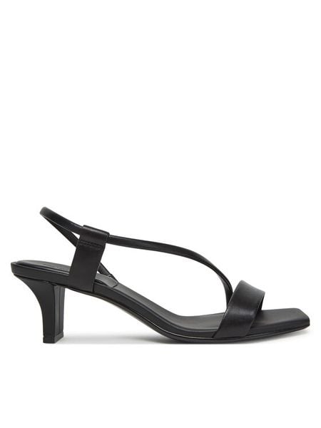 Calvin Klein Sandały Heel Sandal 50 Squared Lth HW0HW02534 Czarny. Czarne sandały damskie Calvin Klein, bez wzorów, ze skóry, bez obcasa, na słupku, bez zapięcia. Za 449.99 zł.