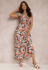 Czarno-Niebieska Sukienka Phaedrathe. Niebieskie sukienki damskie Renee, l, bez wzorów, z materiału, bez kołnierzyka, bez ramiączek, maxi, kopertowe. Za 59.99 zł.