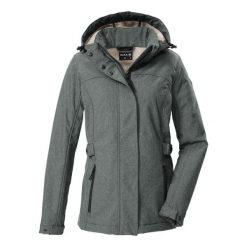 Damska wodoodporna kurtka softshell Killtec GW 35. Szare kurtki sportowe damskie GIGA DX, s, bez wzorów, z materiału, bez ramiączek, trekkingowe. Za 622.10 zł.