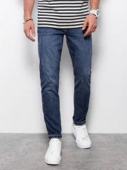 Ombre Spodnie męskie jeansowe z przetarciami REGULAR FIT - ciemnoniebieskie V4 OM-PADP-0102 XL. Niebieskie spodnie sportowe męskie Ombre, m, bez wzorów, z jeansu. Za 99.99 zł.