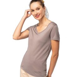 Damska koszulka z dekoltem w serek Kariban Lyocell Tencel™. Szare koszulki sportowe damskie KARIBAN, bez wzorów, z lyocellu, bez ramiączek. Za 86.50 zł.
