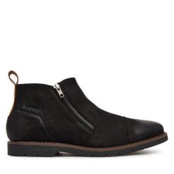 Botki Bugatti. Czarne botki męskie Bugatti, bez wzorów, bez obcasa, bez zapięcia. Za 419.99 zł.