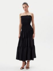 Eleh Sukienka wieczorowa ESS250137 Czarny Regular Fit. Czarne sukienki damskie Eleh, l, bez wzorów, z syntetyku, wizytowe, bez kołnierzyka, bez ramiączek. Za 399.99 zł.