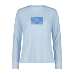 Koszulka damska turystyczna CMP 33F3456. Niebieskie koszulki sportowe damskie CMP, xl, bez wzorów, bez ramiączek. W wyprzedaży za 69.99 zł.