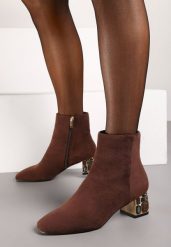 Brązowe Botki Vices z Kryształkami na Obcasie Vortisha. Brązowe botki damskie Renee, na jesień, bez wzorów, eleganckie, bez obcasa, na obcasie, bez zapięcia. Za 159.99 zł.