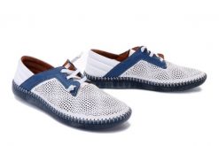 MANITU 840074-05 blau, półbuty damskie. Niebieskie półbuty damskie Manitu, na lato, bez wzorów, ze skóry, bez obcasa, bez zapięcia. Za 255.92 zł.