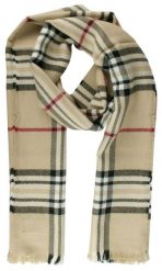 Szalik Przejściowy z Dziewiczą Wełną (Virgin Wool) - Fraas - Beżowy w Kratkę. Brązowe szaliki męskie V. Fraas, bez wzorów, z materiału. Za 85.00 zł.