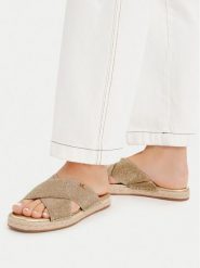 MICHAEL Michael Kors Klapki Kenzie 40S6KZFS3D Złoty. Żółte klapki damskie MICHAEL Michael Kors, bez wzorów, z materiału, bez obcasa, bez zapięcia. Za 313.99 zł.