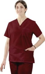 Visent BLUZA MEDYCZNA DAMSKA BLUZA LEKARSKA bordowy L. Czerwone bluzy damskie Visent, l, bez wzorów, bez ramiączek, bez kaptura. Za 59.99 zł.