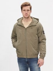 Calvin Klein Jeans Kurtka przejściowa Hooded Padded Harrington J30J324698 Zielony Regular Fit. Zielone kurtki męskie Calvin Klein Jeans, m, bez wzorów, z jeansu, bez kaptura. Za 459.99 zł.