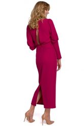 Elegancka sukienka z odkrytymi plecami i rozcięciem fiolet. Sukienki damskie Sukienki.shop, na imprezę, xxl, bez wzorów, eleganckie, bez kołnierzyka, bez ramiączek. W wyprzedaży za 286.00 zł.
